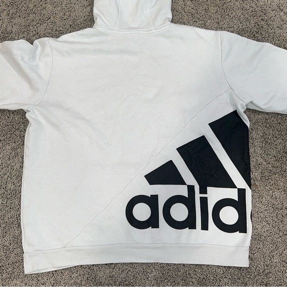 ADIDAS Post Game Badge of Sport Oversized White Pullover Hoodie Men’s Small - Picture 2 of 9